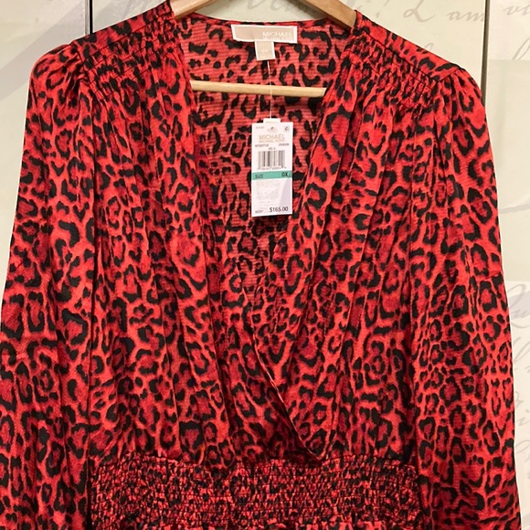 Michael Kors NWT Red Animal Print Dress SZ XL - Picture 2 of 7